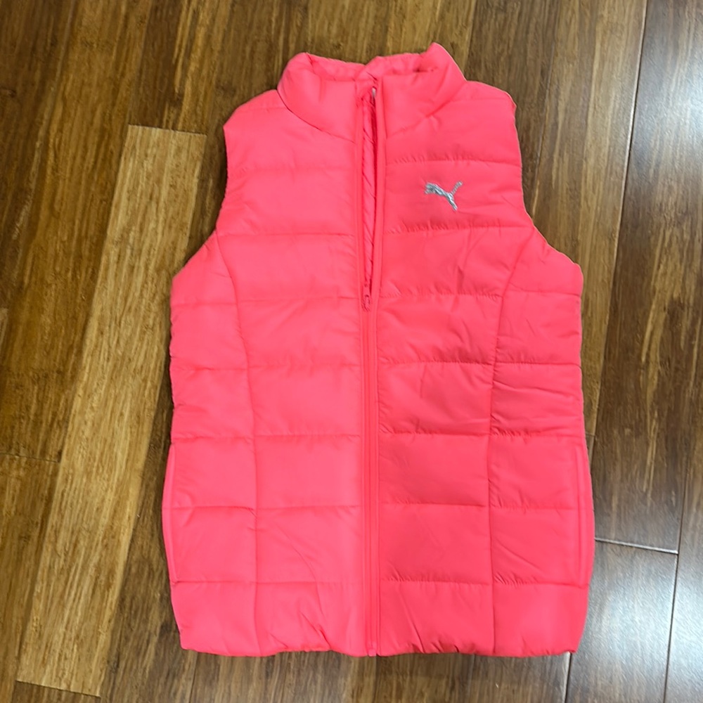 Puma coral girls puffy vest.  Worn once!  Perfect condition!!